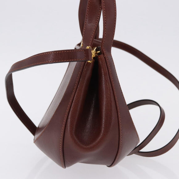 Salvatore Ferragamo Hand Bag Leather 2way Brown Gold Tone Auth ka5445A