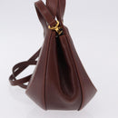 Salvatore Ferragamo Hand Bag Leather 2way Brown Gold Tone Auth ka5445A-5