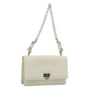 Salvatore Ferragamo Gancini Chain Shoulder Bag Leather Ivory Silver Auth ka5446V-1