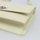 Salvatore Ferragamo Gancini Chain Shoulder Bag Leather Ivory Silver Auth ka5446V-10