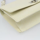 Salvatore Ferragamo Gancini Chain Shoulder Bag Leather Ivory Silver Auth ka5446V-11