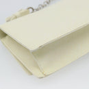 Salvatore Ferragamo Gancini Chain Shoulder Bag Leather Ivory Silver Auth ka5446V-13