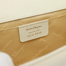 Salvatore Ferragamo Gancini Chain Shoulder Bag Leather Ivory Silver Auth ka5446V-15