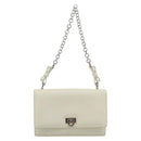 Salvatore Ferragamo Gancini Chain Shoulder Bag Leather Ivory Silver Auth ka5446V-2