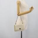 Salvatore Ferragamo Gancini Chain Shoulder Bag Leather Ivory Silver Auth ka5446V-20