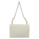 Salvatore Ferragamo Gancini Chain Shoulder Bag Leather Ivory Silver Auth ka5446V-3