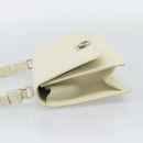 Salvatore Ferragamo Gancini Chain Shoulder Bag Leather Ivory Silver Auth ka5446V-4