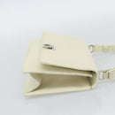 Salvatore Ferragamo Gancini Chain Shoulder Bag Leather Ivory Silver Auth ka5446V-5