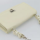 Salvatore Ferragamo Gancini Chain Shoulder Bag Leather Ivory Silver Auth ka5446V-6