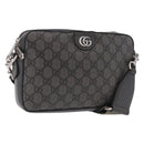 GUCCI GG Supreme Shoulder Bag PVC Leather Gray Silver 699439 Auth ka5448A-1