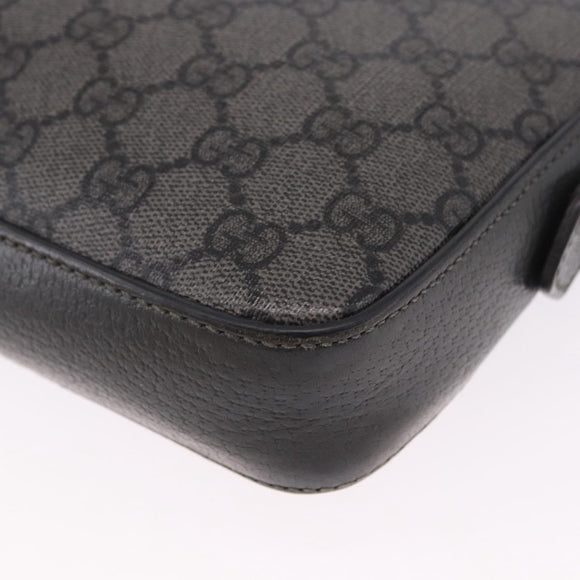 GUCCI GG Supreme Shoulder Bag PVC Leather Gray Silver 699439 Auth ka5448A