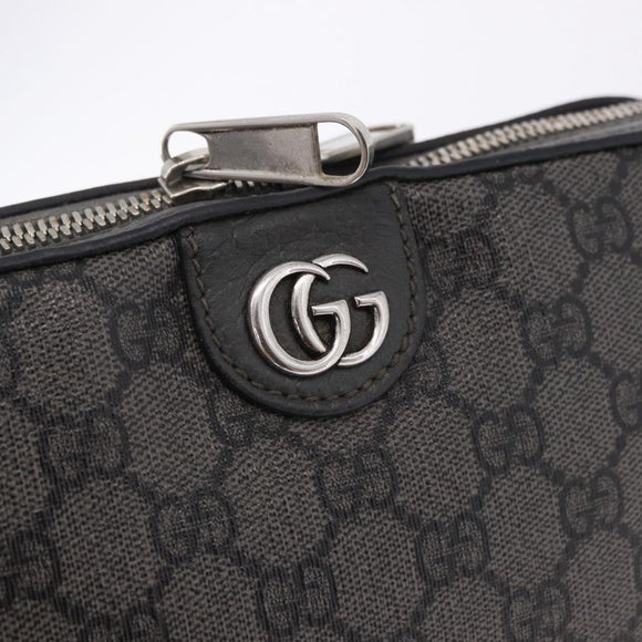 GUCCI GG Supreme Shoulder Bag PVC Leather Gray Silver 699439 Auth ka5448A