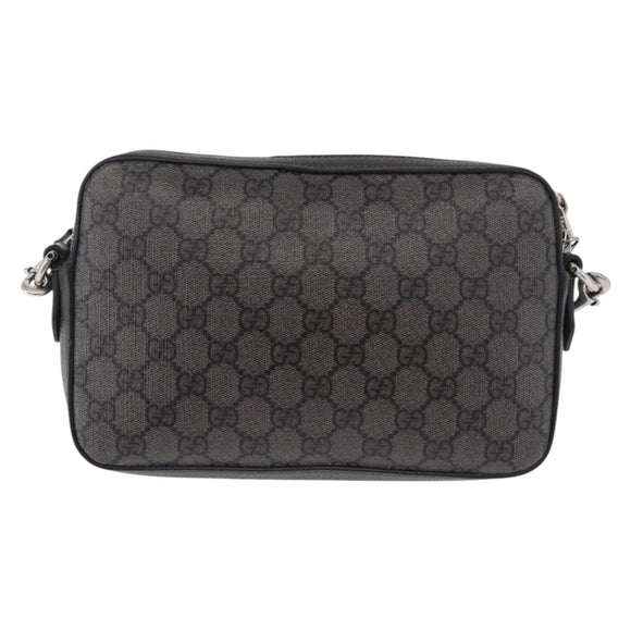 GUCCI GG Supreme Shoulder Bag PVC Leather Gray Silver 699439 Auth ka5448A
