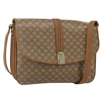 CELINE Macadam Canvas Shoulder Bag PVC Beige Gold Auth ka545