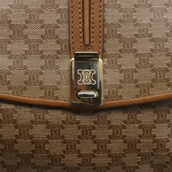 CELINE Macadam Canvas Shoulder Bag PVC Beige Gold Auth ka545
