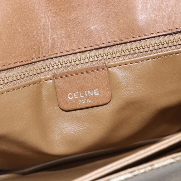 CELINE Macadam Canvas Shoulder Bag PVC Beige Gold Auth ka545