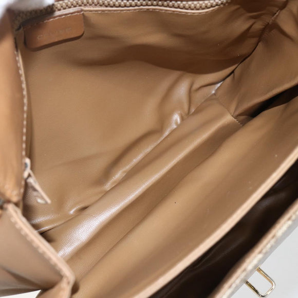 CELINE Macadam Canvas Shoulder Bag PVC Beige Gold Auth ka545
