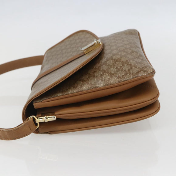CELINE Macadam Canvas Shoulder Bag PVC Beige Gold Auth ka545