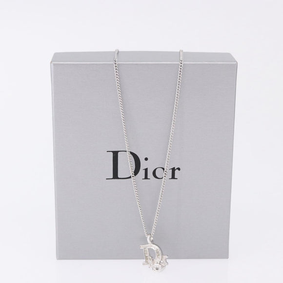 Christian Dior Necklace Metal Silver Auth ka5450