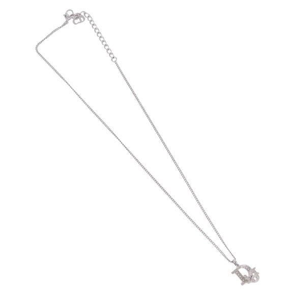 Christian Dior Necklace Metal Silver Auth ka5450