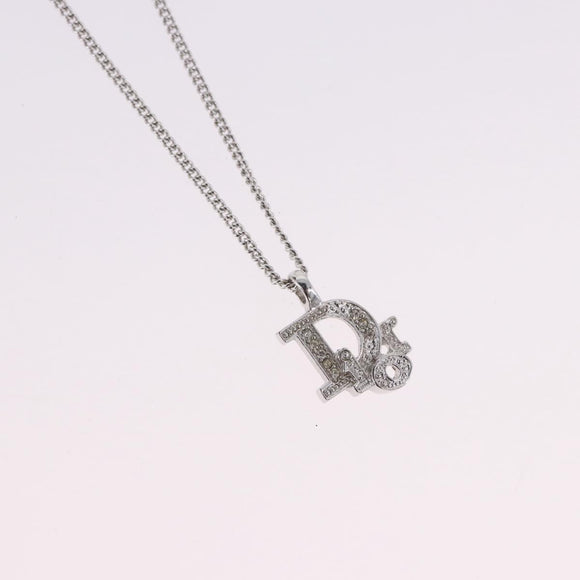 Christian Dior Necklace Metal Silver Auth ka5450