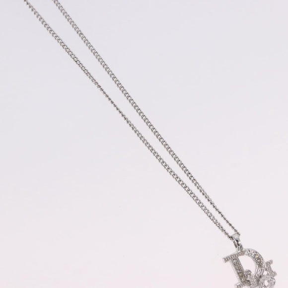 Christian Dior Necklace Metal Silver Auth ka5450