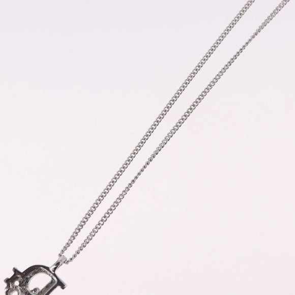 Christian Dior Necklace Metal Silver Auth ka5450