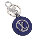 LOUIS VUITTON Porte Cles LV Padded Circle Metal Blue Silver M00744 Auth ka5451-1