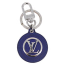 LOUIS VUITTON Porte Cles LV Padded Circle Metal Blue Silver M00744 Auth ka5451-2