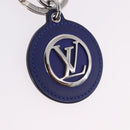 LOUIS VUITTON Porte Cles LV Padded Circle Metal Blue Silver M00744 Auth ka5451-3