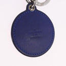 LOUIS VUITTON Porte Cles LV Padded Circle Metal Blue Silver M00744 Auth ka5451-6