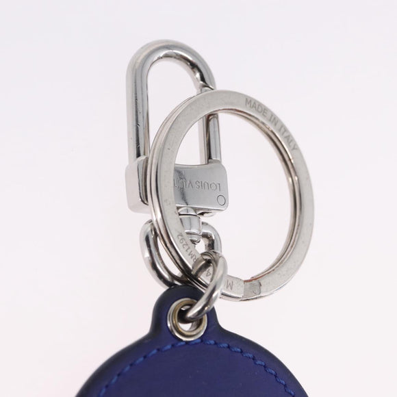 LOUIS VUITTON Porte Cles LV Padded Circle Metal Blue Silver M00744 Auth ka5451