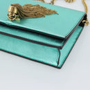 SAINT LAURENT Chain Shoulder Wallet Leather Green Gold Tone 452159 Auth ka5455V-10