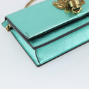 SAINT LAURENT Chain Shoulder Wallet Leather Green Gold Tone 452159 Auth ka5455V-11