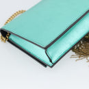 SAINT LAURENT Chain Shoulder Wallet Leather Green Gold Tone 452159 Auth ka5455V-13