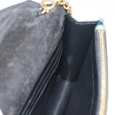 SAINT LAURENT Chain Shoulder Wallet Leather Green Gold Tone 452159 Auth ka5455V-19