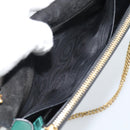 SAINT LAURENT Chain Shoulder Wallet Leather Green Gold Tone 452159 Auth ka5455V-20