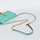 SAINT LAURENT Chain Shoulder Wallet Leather Green Gold Tone 452159 Auth ka5455V-7