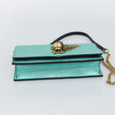 SAINT LAURENT Chain Shoulder Wallet Leather Green Gold Tone 452159 Auth ka5455V-9