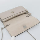 FENDI Chain Shoulder Wallet Leather Pink Silver 8M0346 Auth ka5456A-15