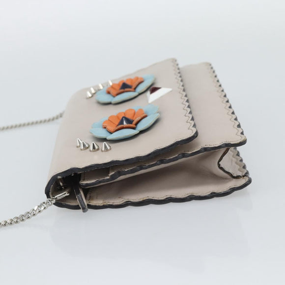 FENDI Chain Shoulder Wallet Leather Pink Silver 8M0346 Auth ka5456A