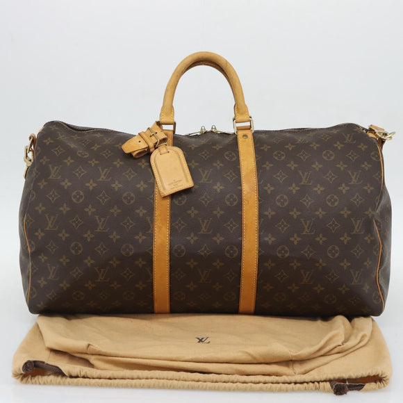 LOUIS VUITTON Monogram Keepall Bandouliere 55 Boston Bag M41414 LV Auth ka5458