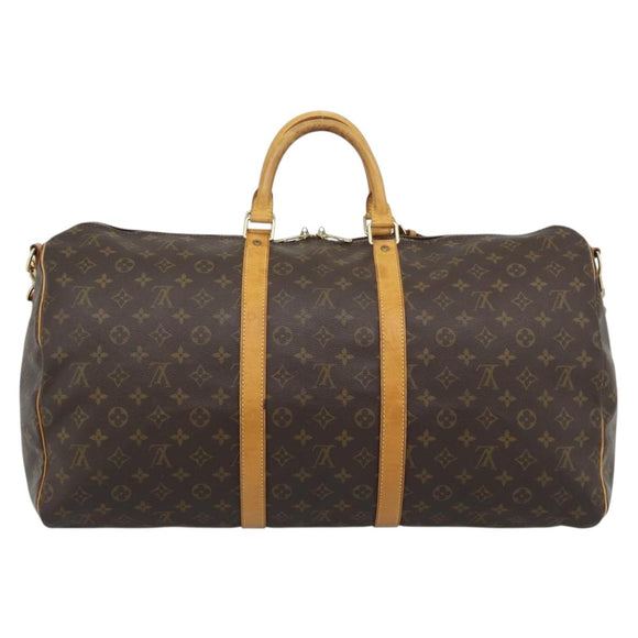 LOUIS VUITTON Monogram Keepall Bandouliere 55 Boston Bag M41414 LV Auth ka5458