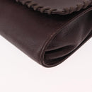 SAINT LAURENT Shoulder Bag Leather Purple Gold Auth ka546-11