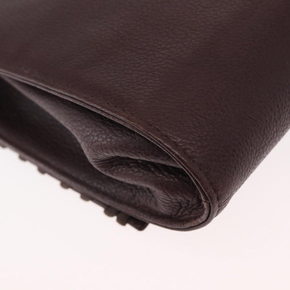 SAINT LAURENT Shoulder Bag Leather Purple Gold Auth ka546