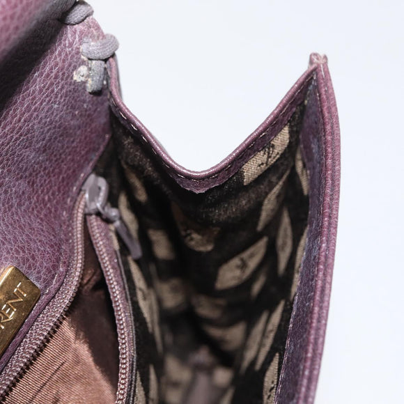 SAINT LAURENT Shoulder Bag Leather Purple Gold Auth ka546