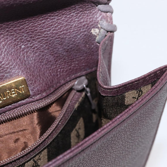 SAINT LAURENT Shoulder Bag Leather Purple Gold Auth ka546