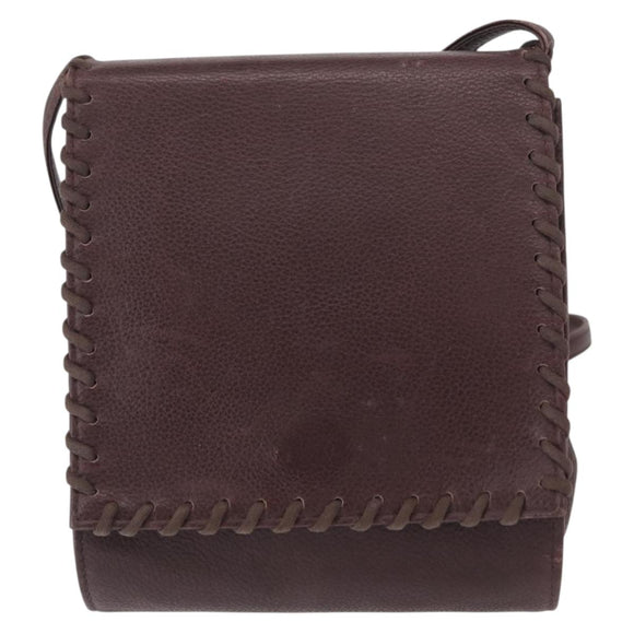 SAINT LAURENT Shoulder Bag Leather Purple Gold Auth ka546