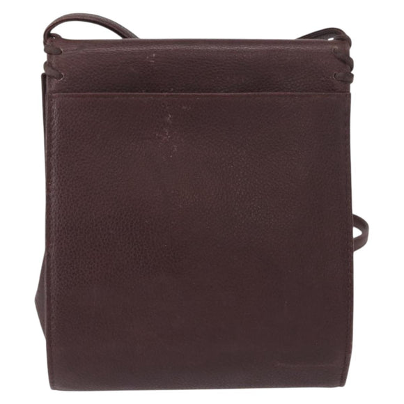 SAINT LAURENT Shoulder Bag Leather Purple Gold Auth ka546