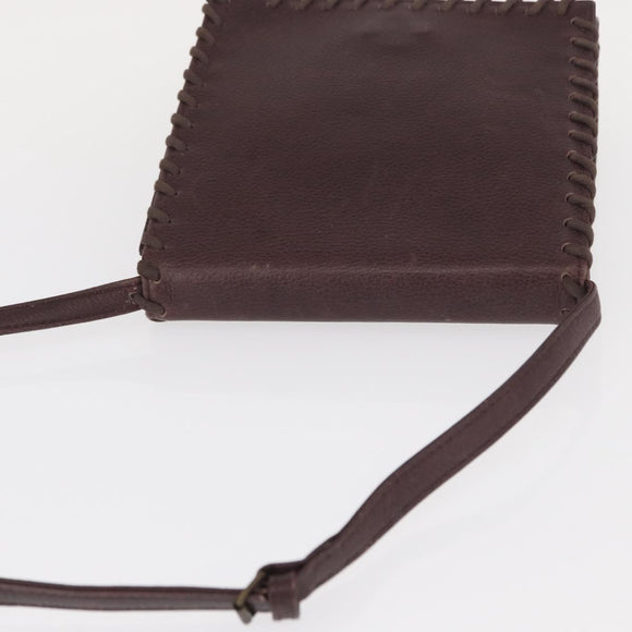 SAINT LAURENT Shoulder Bag Leather Purple Gold Auth ka546